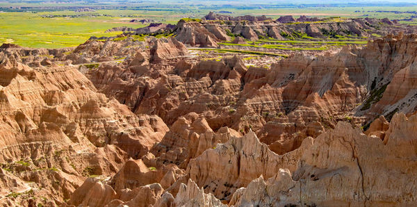 Aerial view of rock formations