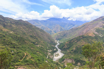 Scenic view of mountains against sky