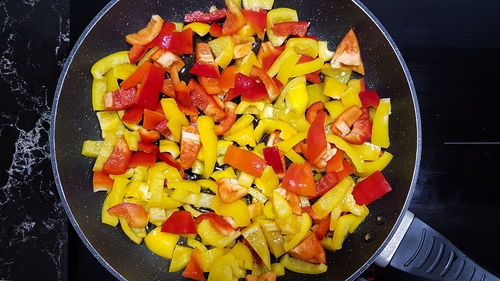 High angle view of fruits in container