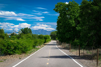 Road amidst trees against sky