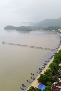 High angle view of sea against sky