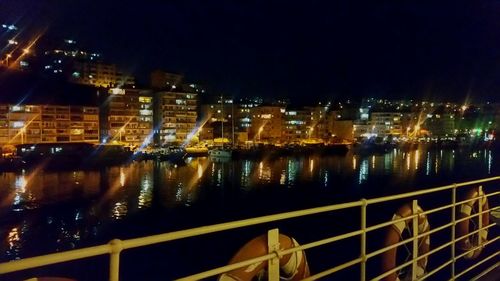 View of illuminated cityscape at night