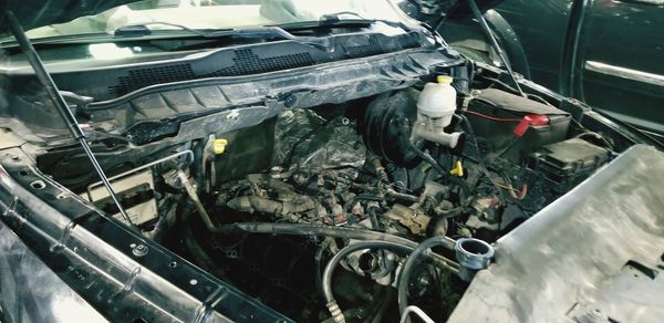 Close-up of damaged car