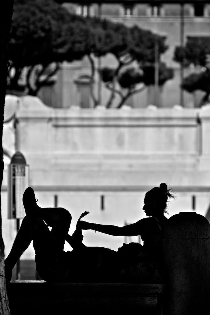 lifestyles, leisure activity, sitting, focus on foreground, men, silhouette, water, person, rear view, side view, waist up, bench, three quarter length, outdoors, holding, photographing, photography themes