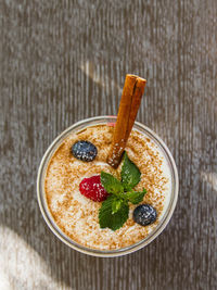 High angle view of breakfast served in bowl