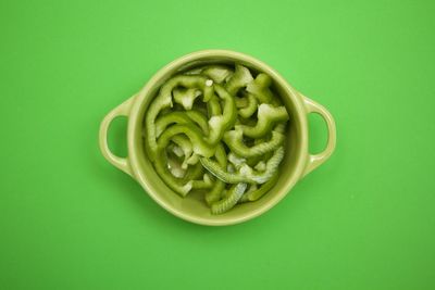 High angle view of vegetables in bowl