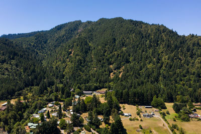 Aerial photo of powers, oregon taken in summertime. high quality photo