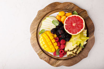 High angle view of food on table