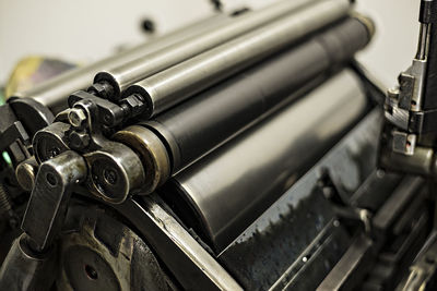 Close-up of printing press