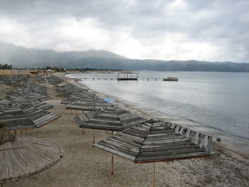 Scenic view of empty beach against sky