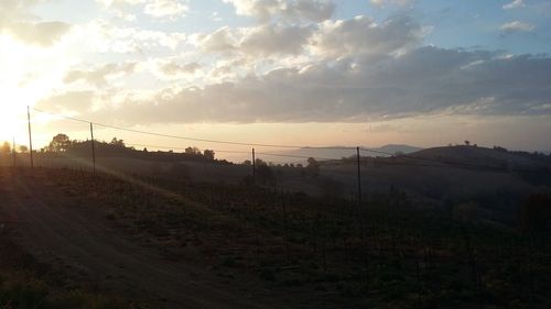 Scenic view of landscape against sky during sunset