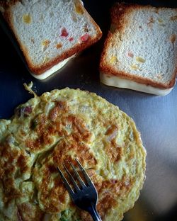 High angle view of breakfast in plate