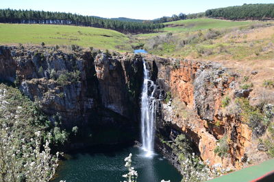 Scenic view of waterfall