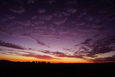 Scenic view of silhouette landscape against sky during sunset