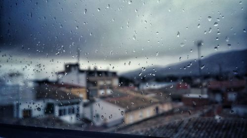 View of city through window