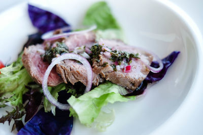 Close-up of fish served in plate