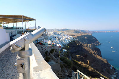 Panoramic view of buildings and sea against clear sky