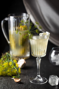 Close-up of wineglass on table