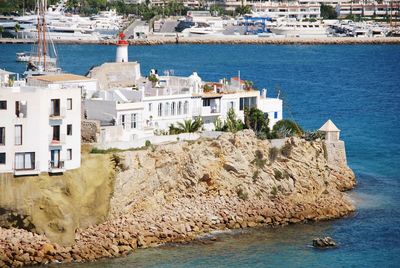 Panoramic view of sea and buildings in city