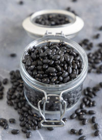 High angle view of coffee beans on table