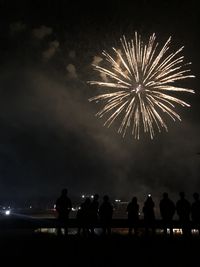 Firework display at night