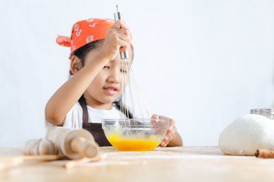 Girl preparing food at home