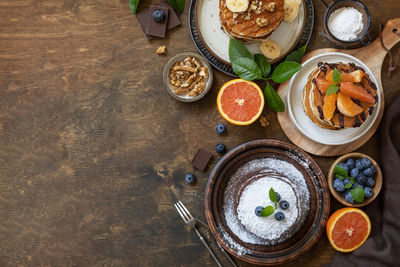 High angle view of food on table