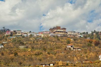 High angle view of townscape against sky