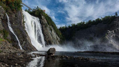 Scenic view of waterfall