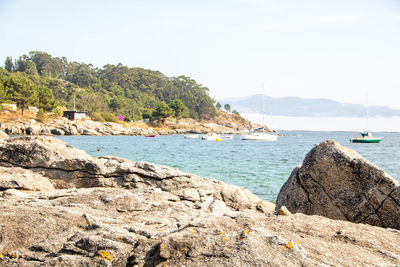 Scenic view of sea against clear sky