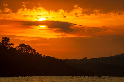 Scenic view of silhouette landscape against sky during sunset