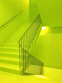 Steps in illuminated green room