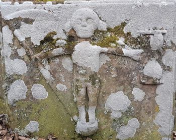 High angle view of old weathered wall