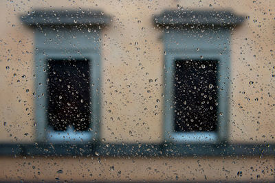 Close-up of water drops on glass window