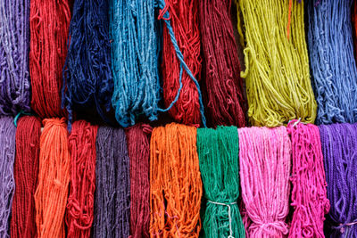 Full frame shot of colorful threads