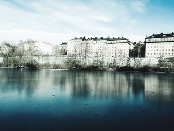 Reflection of sky on lake