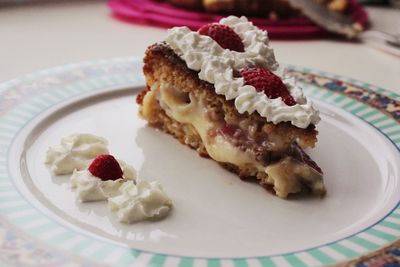 Close-up of cake served on plate