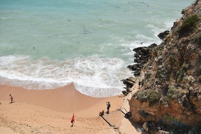 High angle view of people at beach