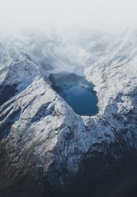 Aerial view of snow covered landscape