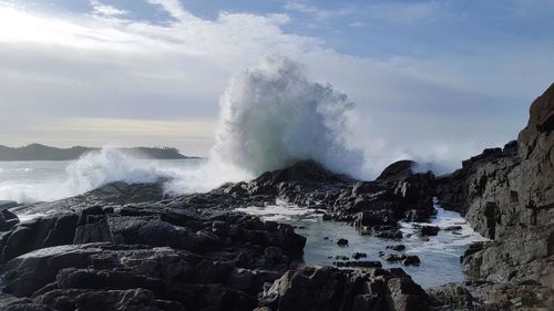 Water splashing on rocks