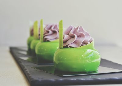 Close-up of dessert on table