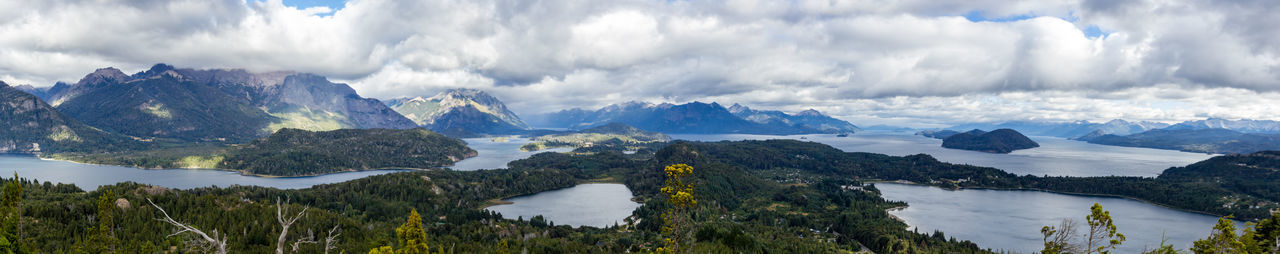 Panoramic view of snowcapped mountains against cloudy sky