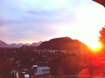 Sunset over mountain range