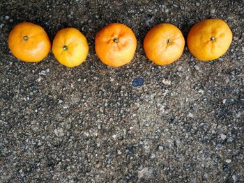 High angle view of oranges