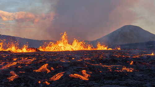 A volcanic eruption which began august 4th 2022 in the fagradalsfjall volcano, southwest iceland.