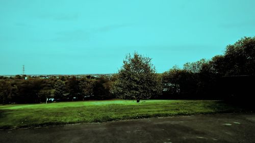 View of golf course against sky