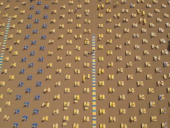 Full frame shot of lounge chairs on beach