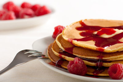 Close-up of cake in plate on table