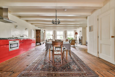 Empty chairs and tables at home