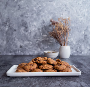 Close-up of cookies on table